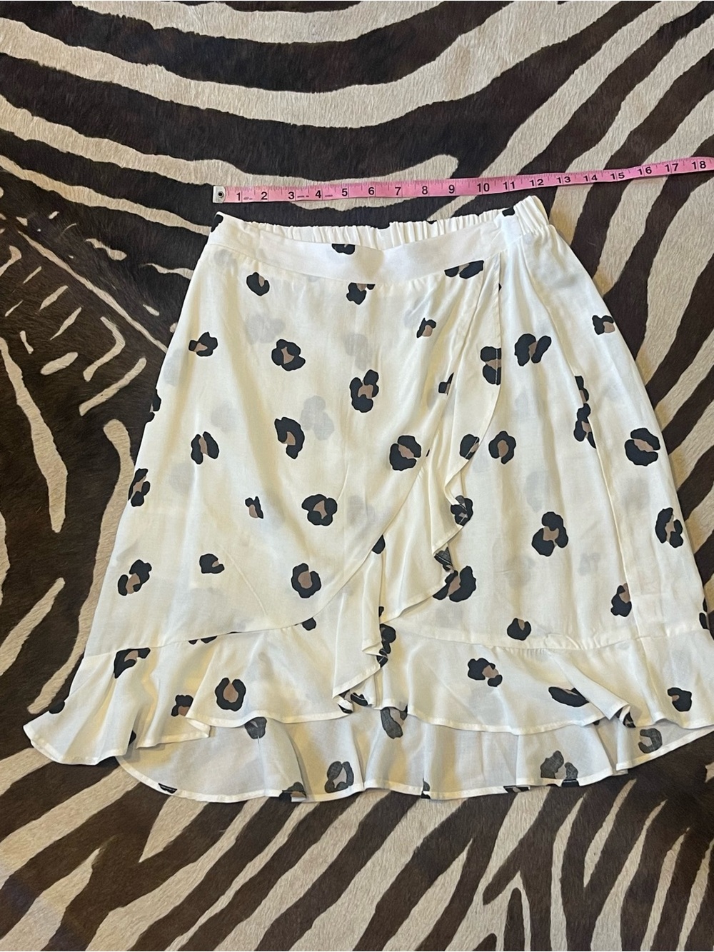 Gibson Cream Circle Skirt with Black and Brown Leopard Print